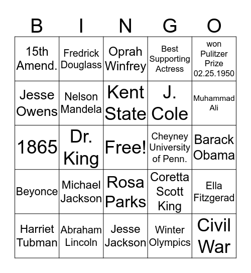 Black History  Bingo Card