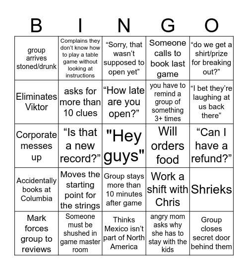 Casino Bingo Card