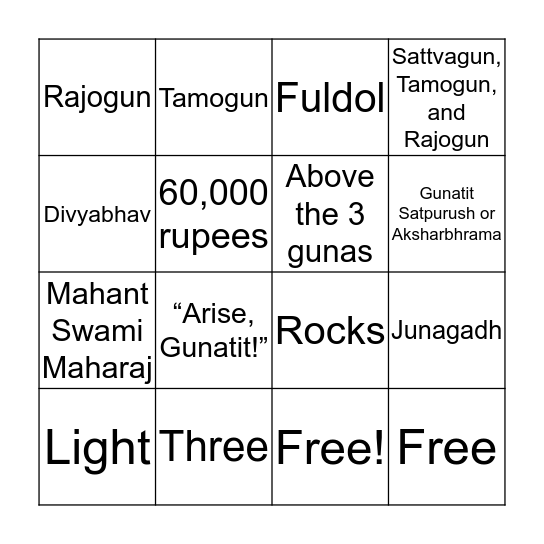 Divine Pragji ~ Bhagatji Maharaj Bingo Card