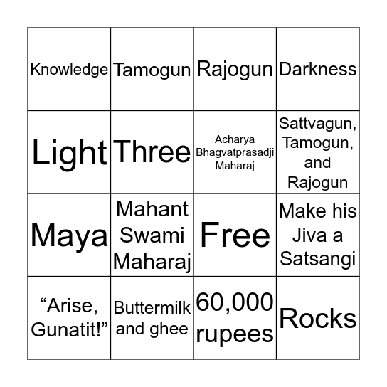 Divine Pragji ~ Bhagatji Maharaj Bingo Card