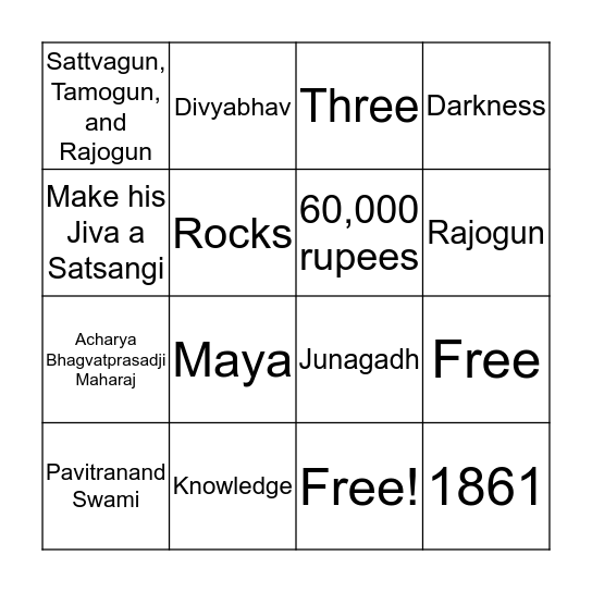 Divine Pragji ~ Bhagatji Maharaj Bingo Card