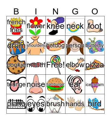 Five Senses Bingo Card