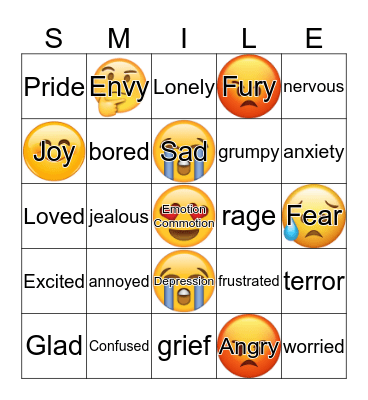Emotion Commotiion Bingo Card