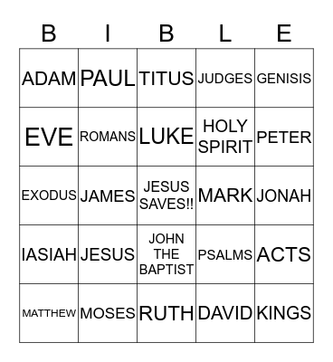 BIBLE   Bingo Card