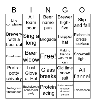 Beer Dabbler Bingo Card