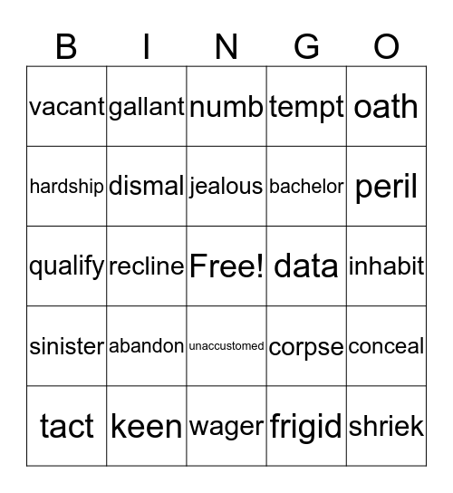 Lesson 1 & 2 Bingo Card