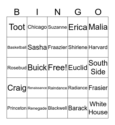Michelle Bingo Card
