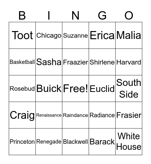 Michelle Bingo Card