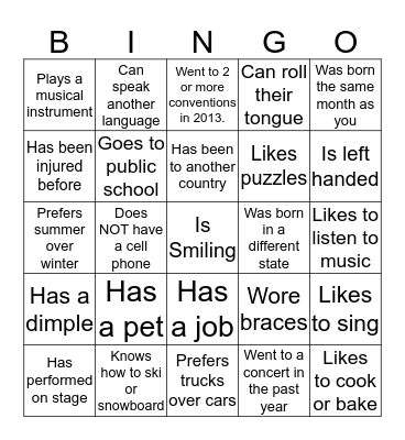 FIND SOMEONE WHO.... Bingo Card