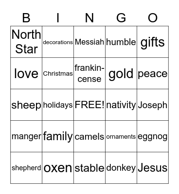 Christmas Bingo Card