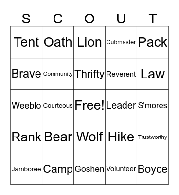 2019 Blue and Gold BINGO Card