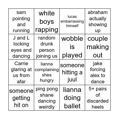 formal 2019 Bingo Card