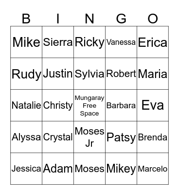 Mungaray Family Reunion Bingo Card