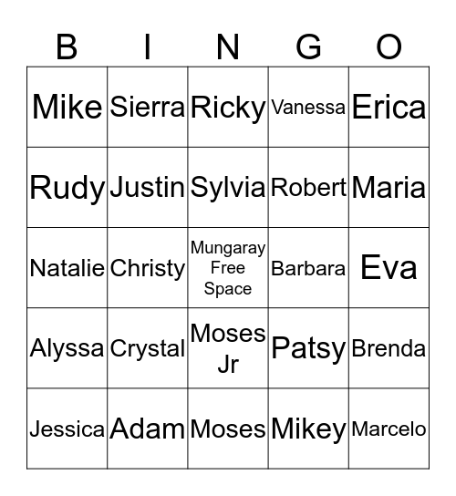 Mungaray Family Reunion Bingo Card