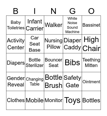 ROYAL BABY SHOWER BINGO Card