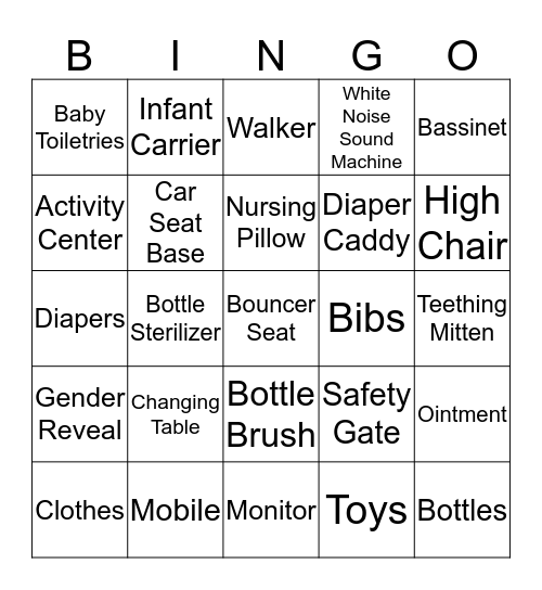 ROYAL BABY SHOWER BINGO Card