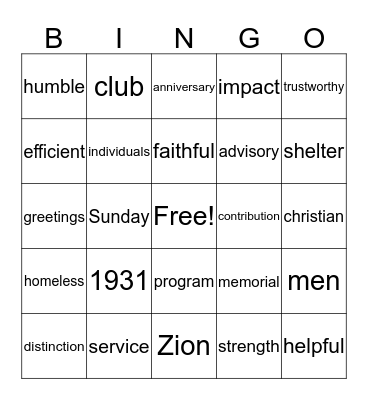Giles B. Evans Bingo Card