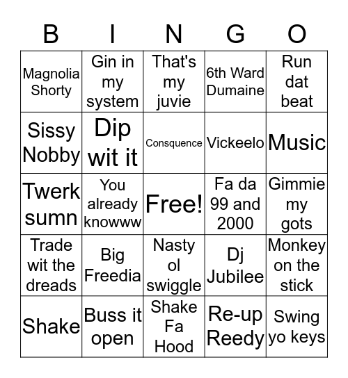 Bounce Bingo  Bingo Card