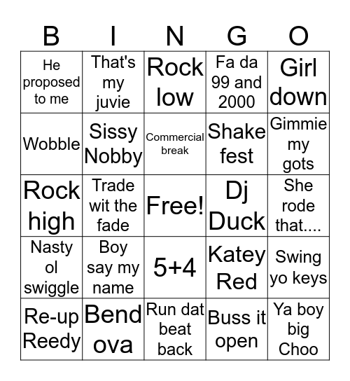 Bounce Bingo  Bingo Card