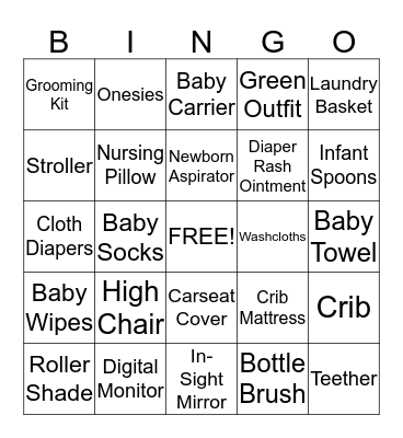 Baby Shower Bingo Card