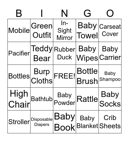 Baby Shower  Bingo Card