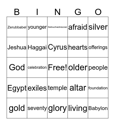 The Exiles Return Bingo Card