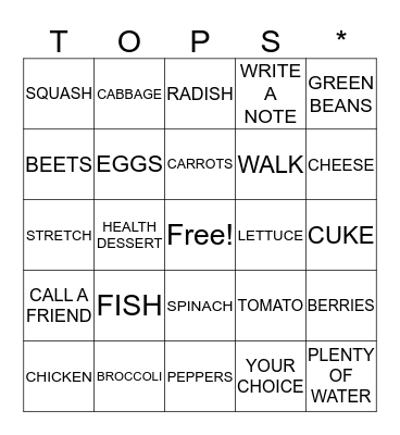 TOPS BINGO Card