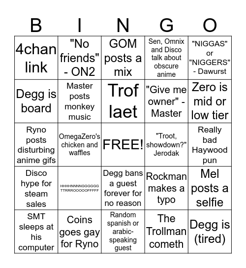 TvCPlayersLounge Bingo Card