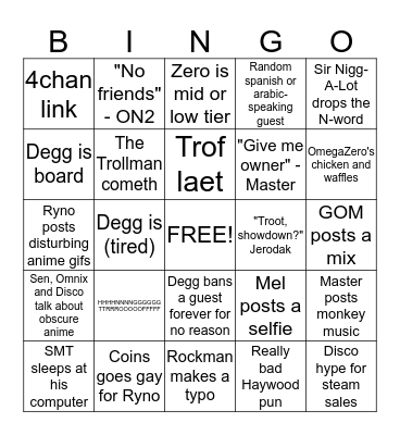 TvCPlayersLounge Bingo Card