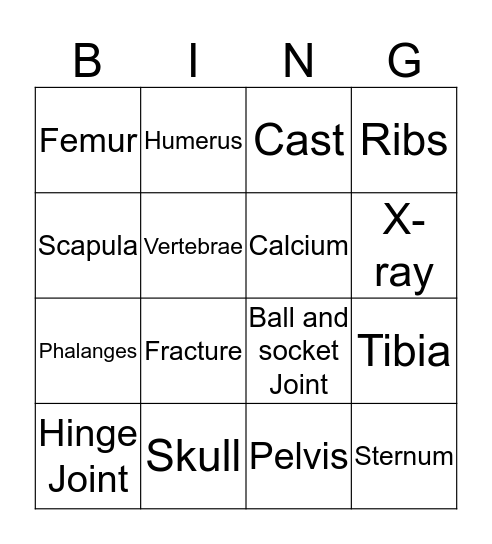 Bones Bingo Card