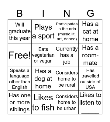 KGZ to USA Bingo Card
