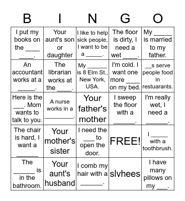 Units 1 and 2  Bingo Card