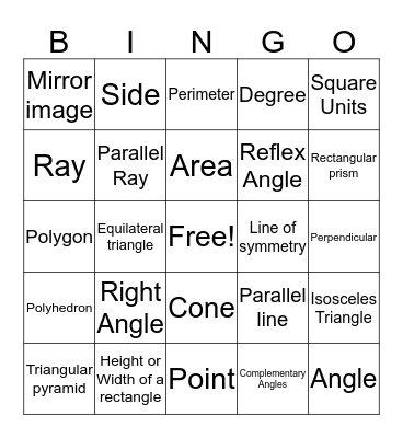 Geometry Bingo Card