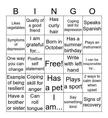 BINGO  Bingo Card