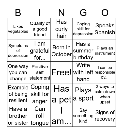 BINGO  Bingo Card