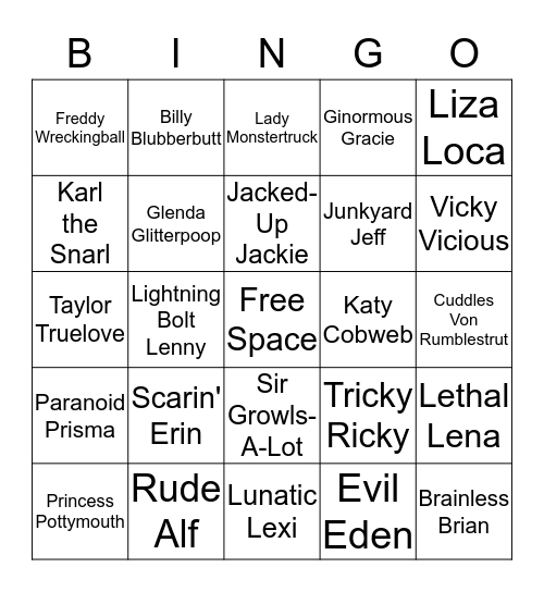 Feisty Pets Bingo Card