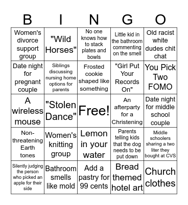 Panera Bread Bingo Card