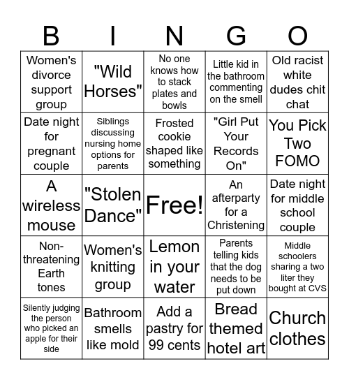 Panera Bread Bingo Card