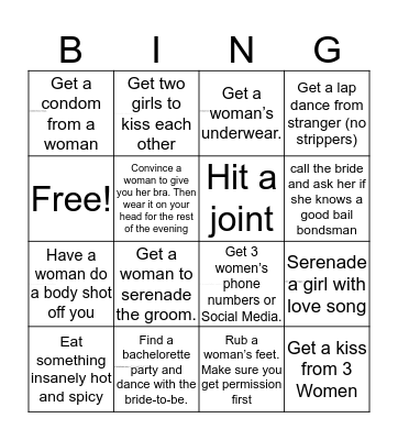 Paul's Bachelor Bingo! Bingo Card