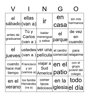 ¡HACIENDO PLANES! Bingo Card