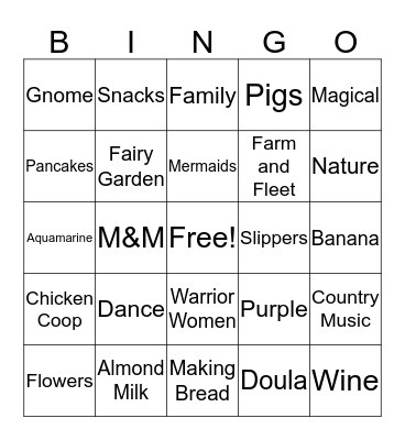 Kel's Birthday  Bingo Card