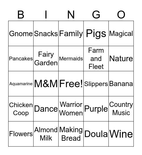 Kel's Birthday  Bingo Card