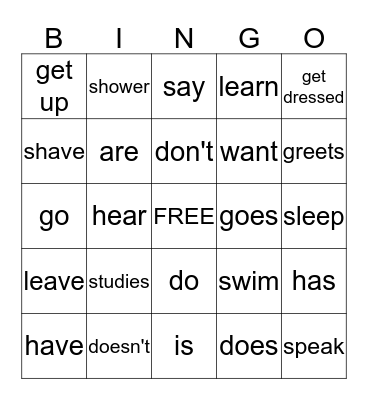 BOOK 3.1 VERBS Bingo Card