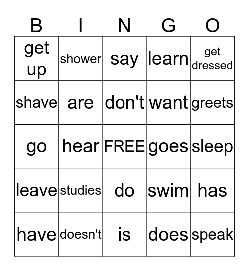 BOOK 3.1 VERBS Bingo Card