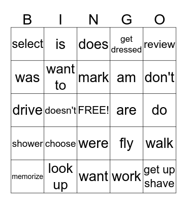 BOOK 3.3/4 VERBS Bingo Card