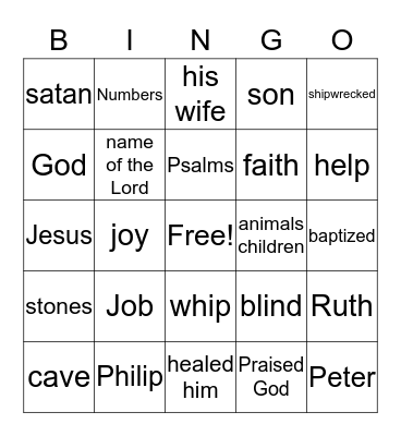 Twists N Turns 2nd Grade Bible Class Bingo Card