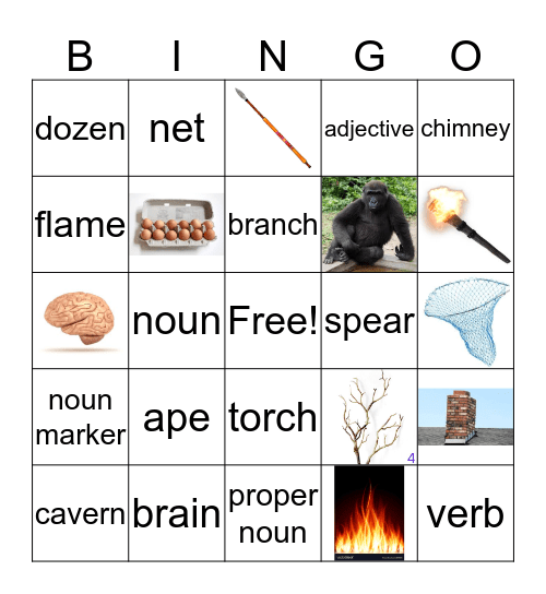 Level 2, List 4 Bingo Card