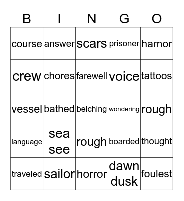 Jack at Sea Bingo Card