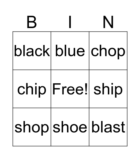 beginning digraph and blend Bingo Card