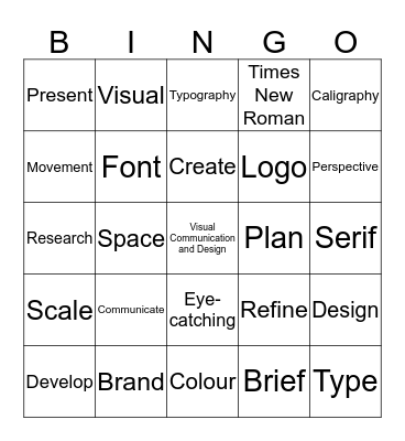 Visual Communication and Design Bingo Card